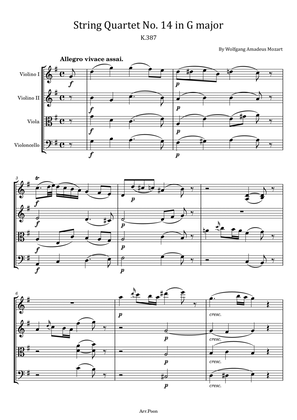 Mozart - String Quartet No.14 in G major -"Spring" K.387 - For String Quartet Original