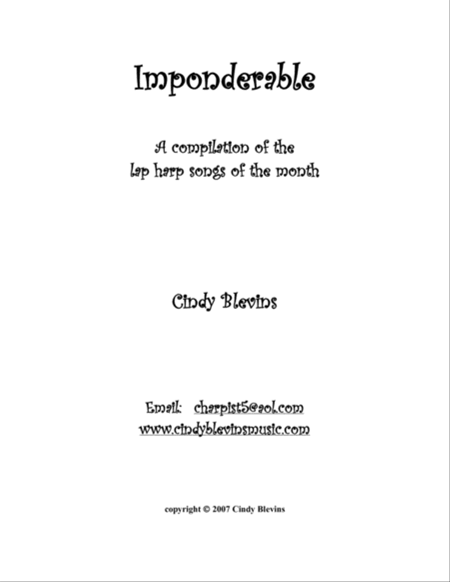 Imponderable, 25 original solos for lap harp Lap Harp scores gallery preview page 2