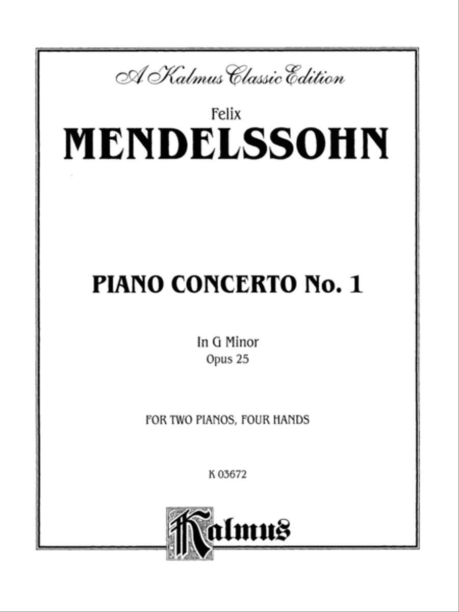 Mendelssohn: Piano Concerto No. 1 in G Minor, Op. 25 Piano scores gallery preview page 1