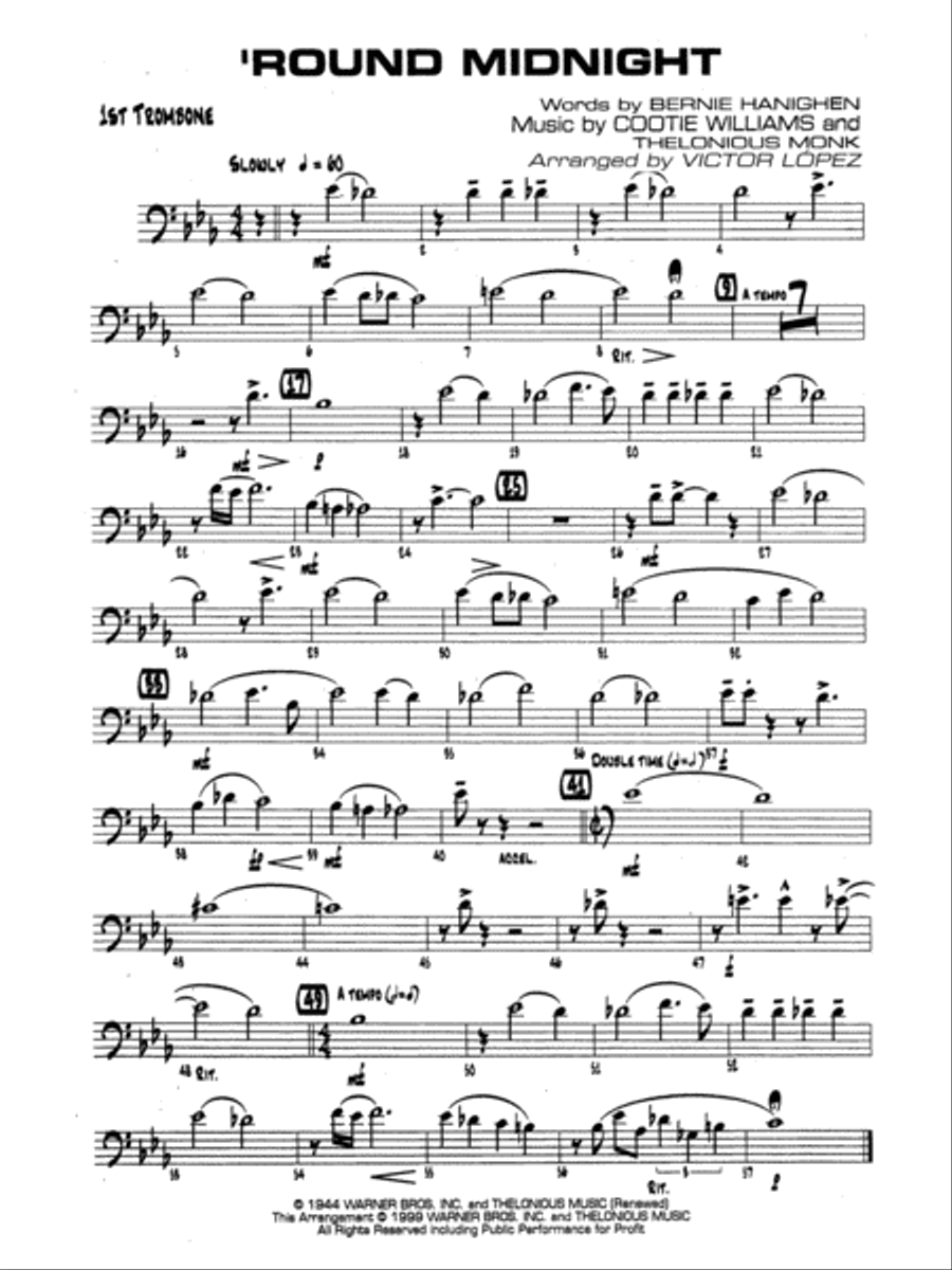 'Round Midnight: 1st Trombone Jazz Ensemble scores gallery preview page 1