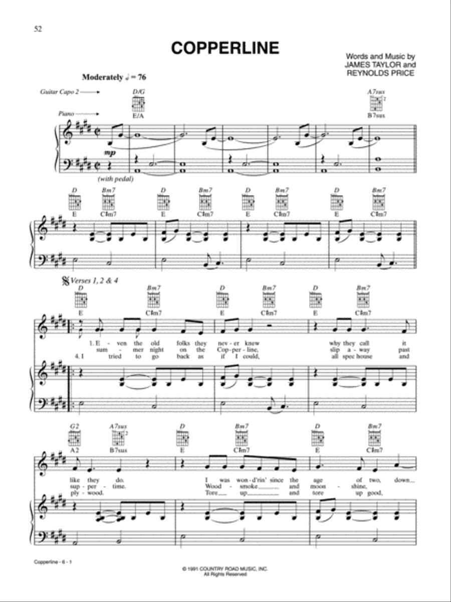 Copperline Piano, Vocal, Guitar scores gallery preview page 1