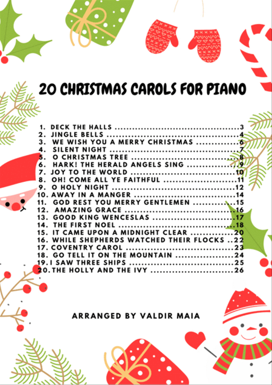 20 Christmas Carols for Piano (Easy Beginner + CHORDS) Easy Piano scores gallery preview page 2