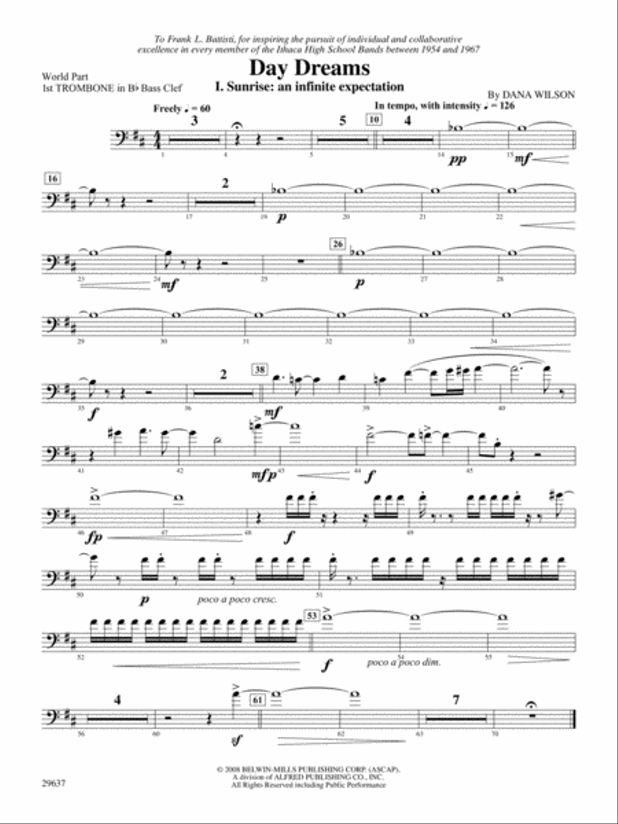 Day Dreams: (World Part) 1st B-flat Trombone B.C. Concert Band scores gallery preview page 1
