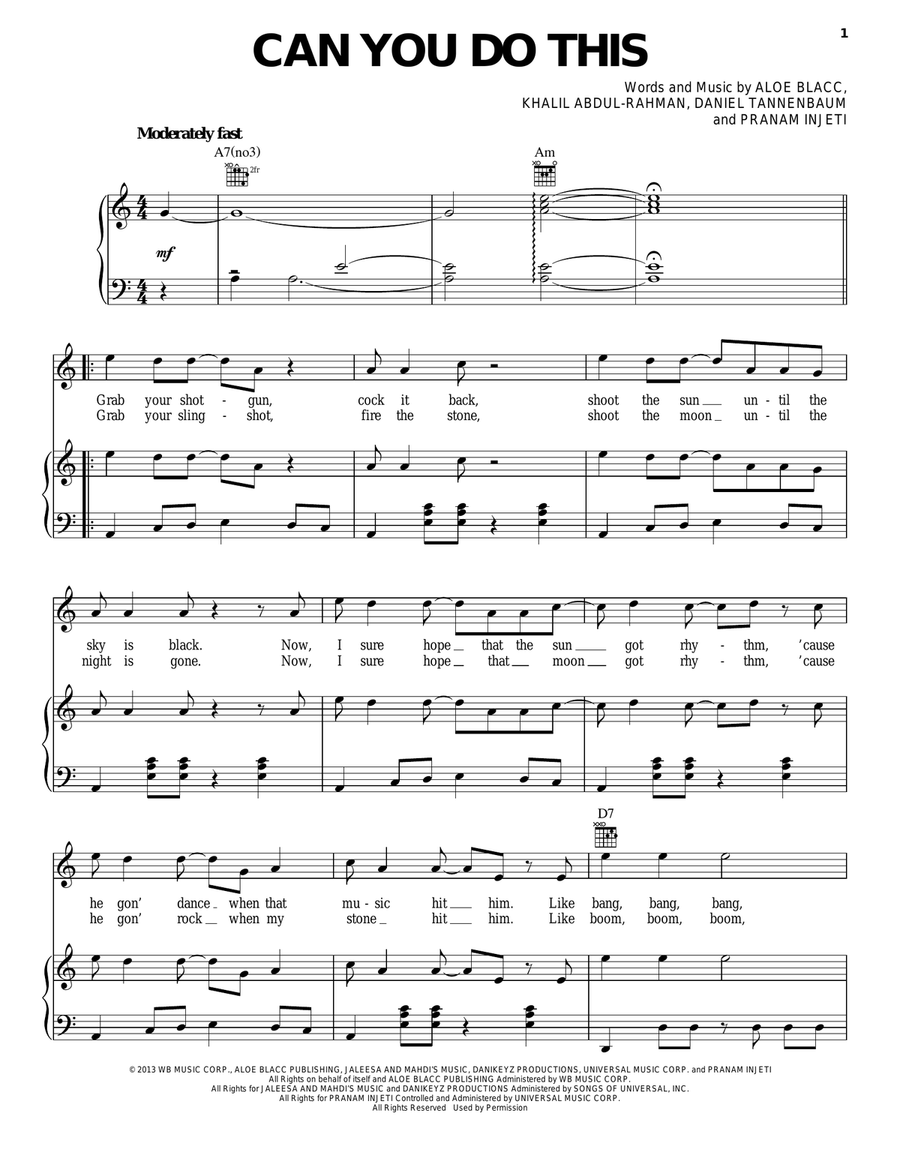 Can You Do This Piano, Vocal, Guitar scores gallery preview page 1