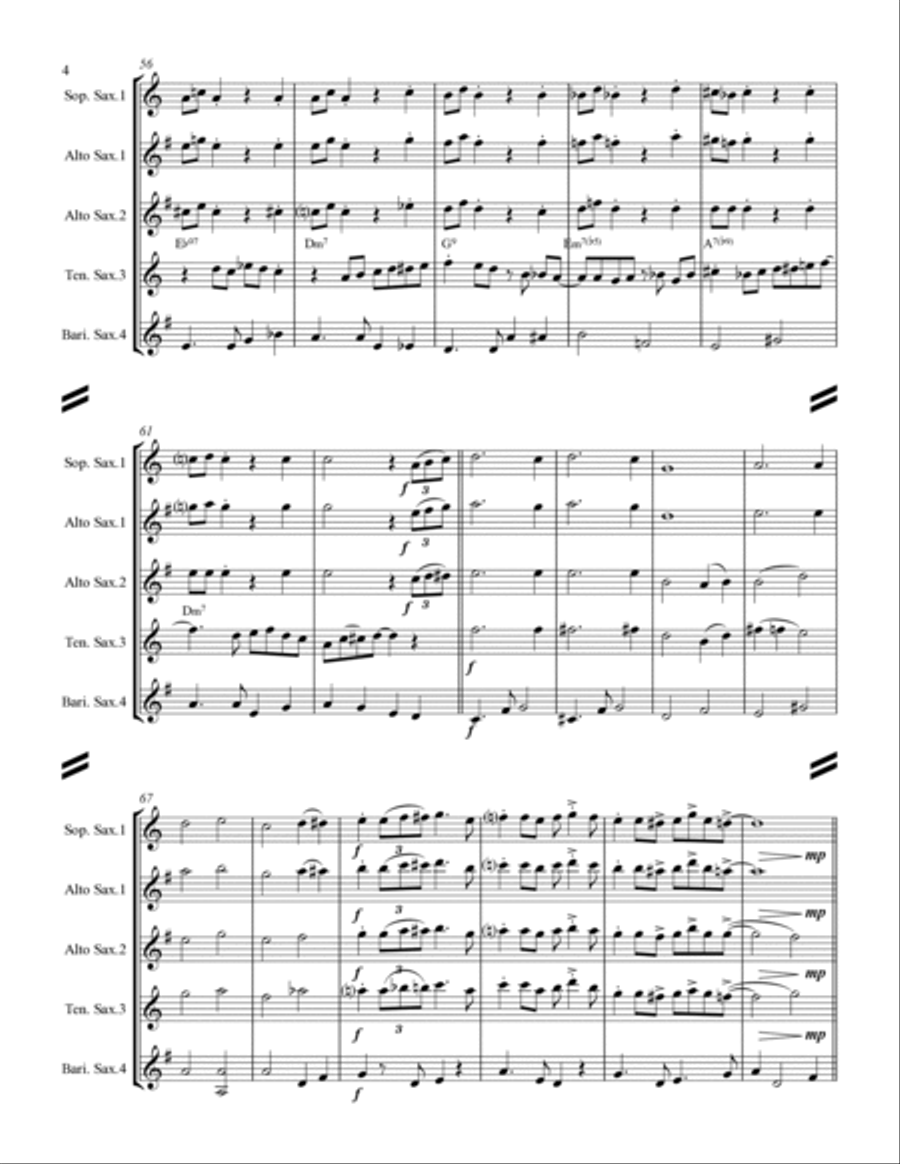 I'll Be Home For Christmas Saxophone Quartet scores gallery preview page 5