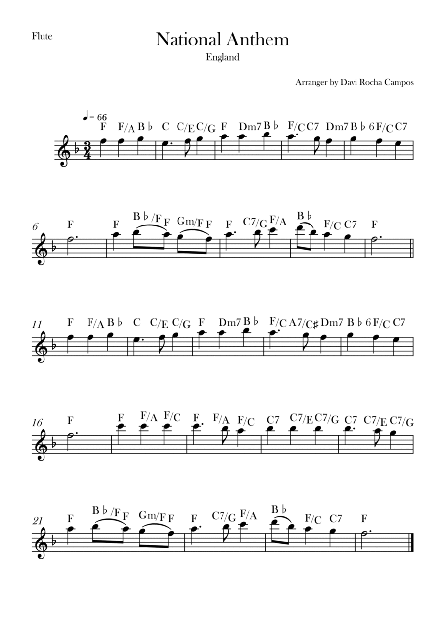National Anthem Flute Solo scores gallery preview page 1