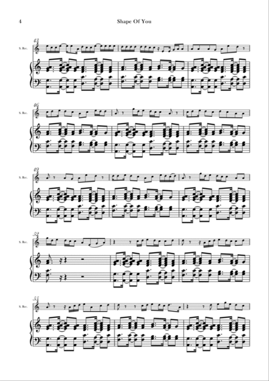 Shape Of You Soprano Recorder scores gallery preview page 4