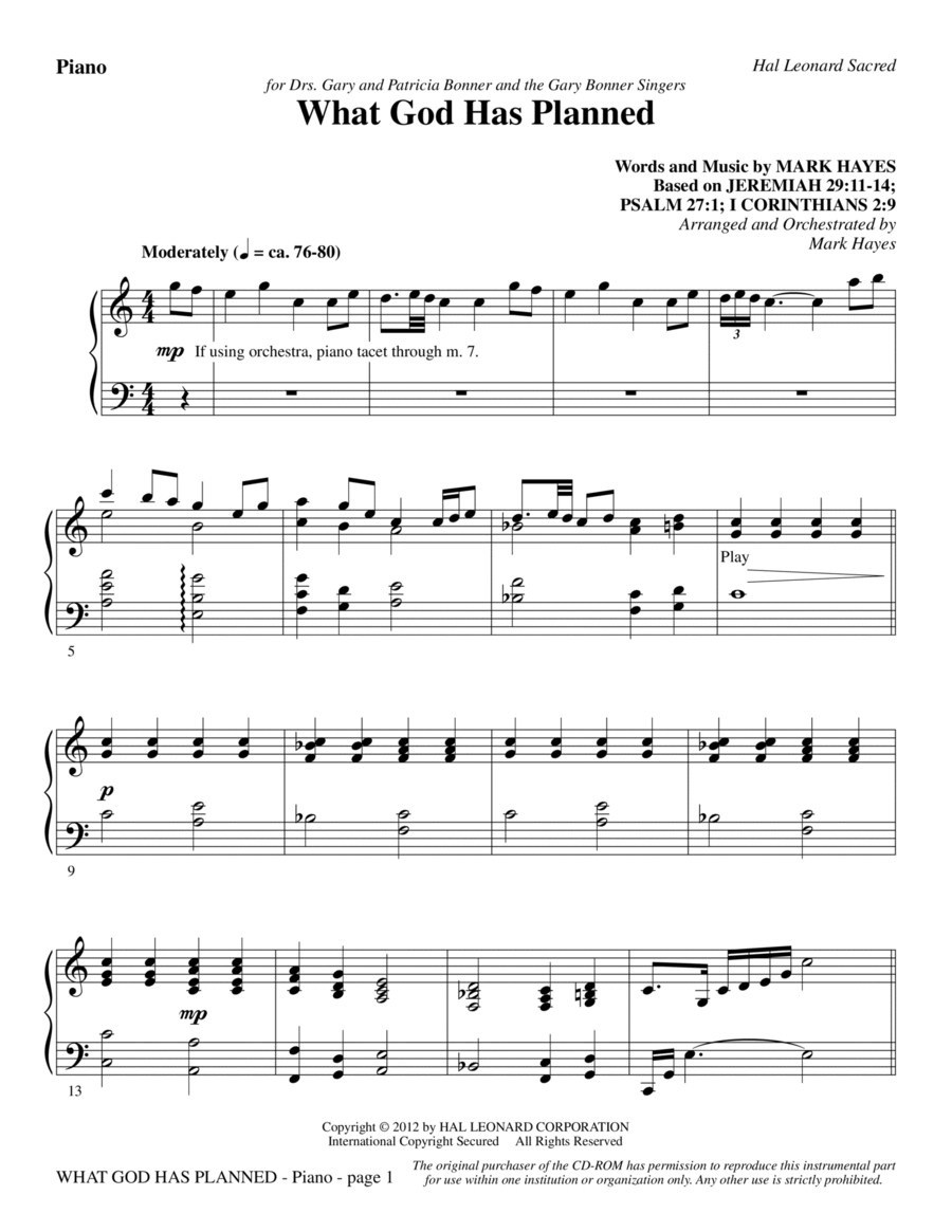 What God Has Planned - Piano Choir scores gallery preview page 1