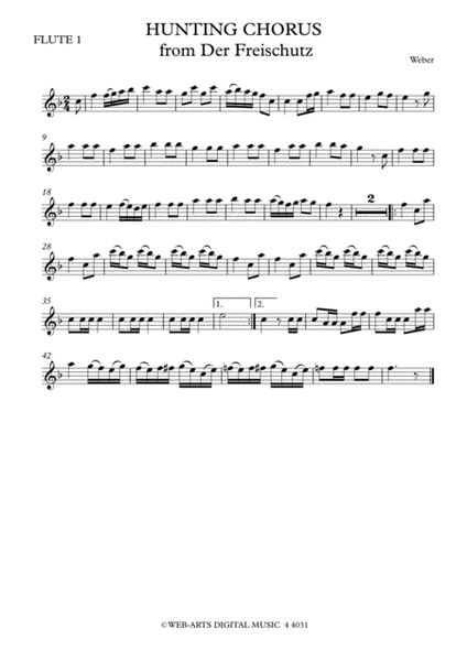 Hunting Chorus from Der Freischutz for 4 flutes - WEBER image number null