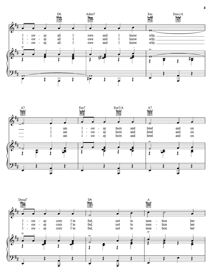 All I Owe Ioway All I Owe Ioway Piano, Vocal, Guitar scores gallery preview page 3