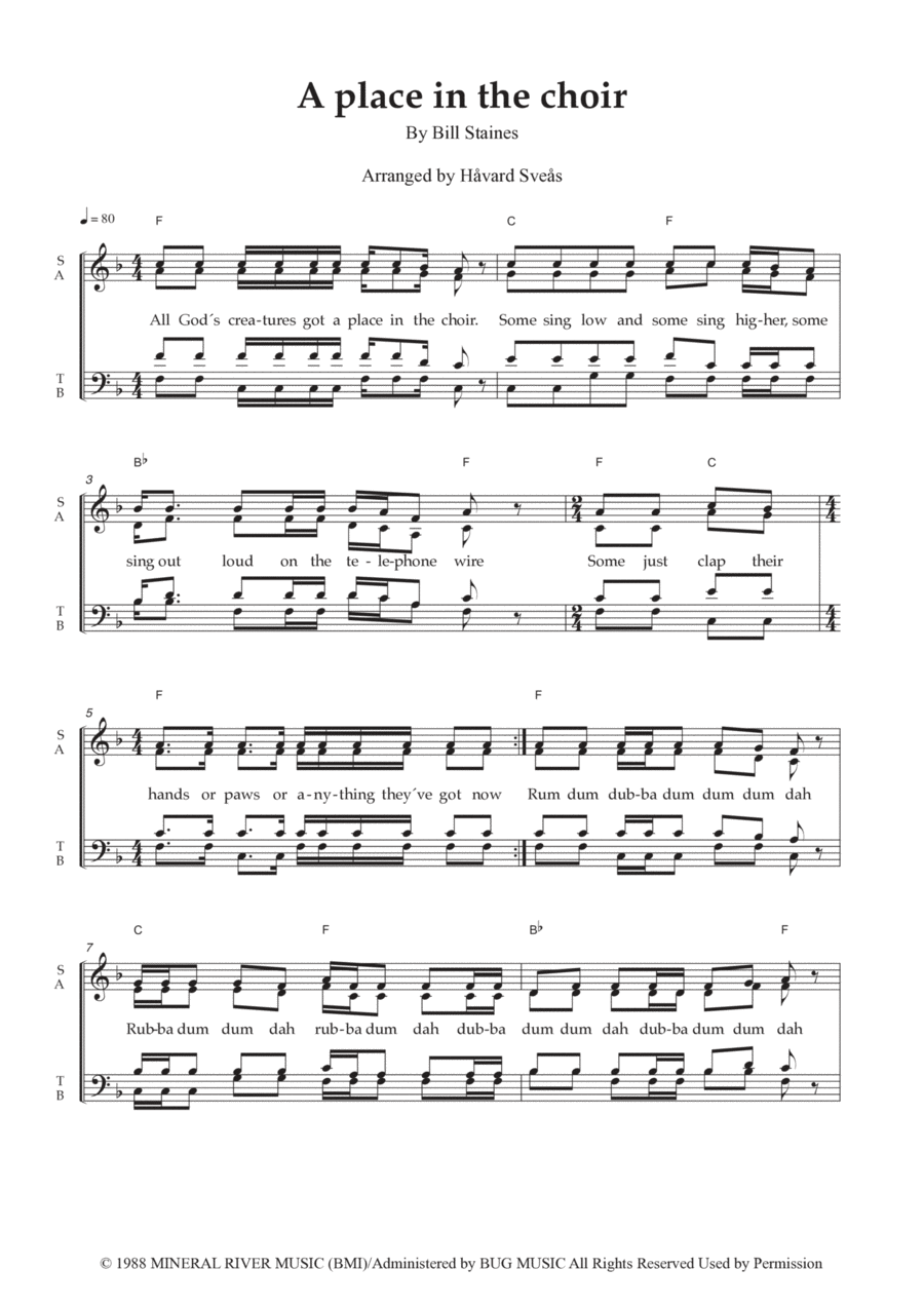 A Place In The Choir 4-Part scores gallery preview page 1