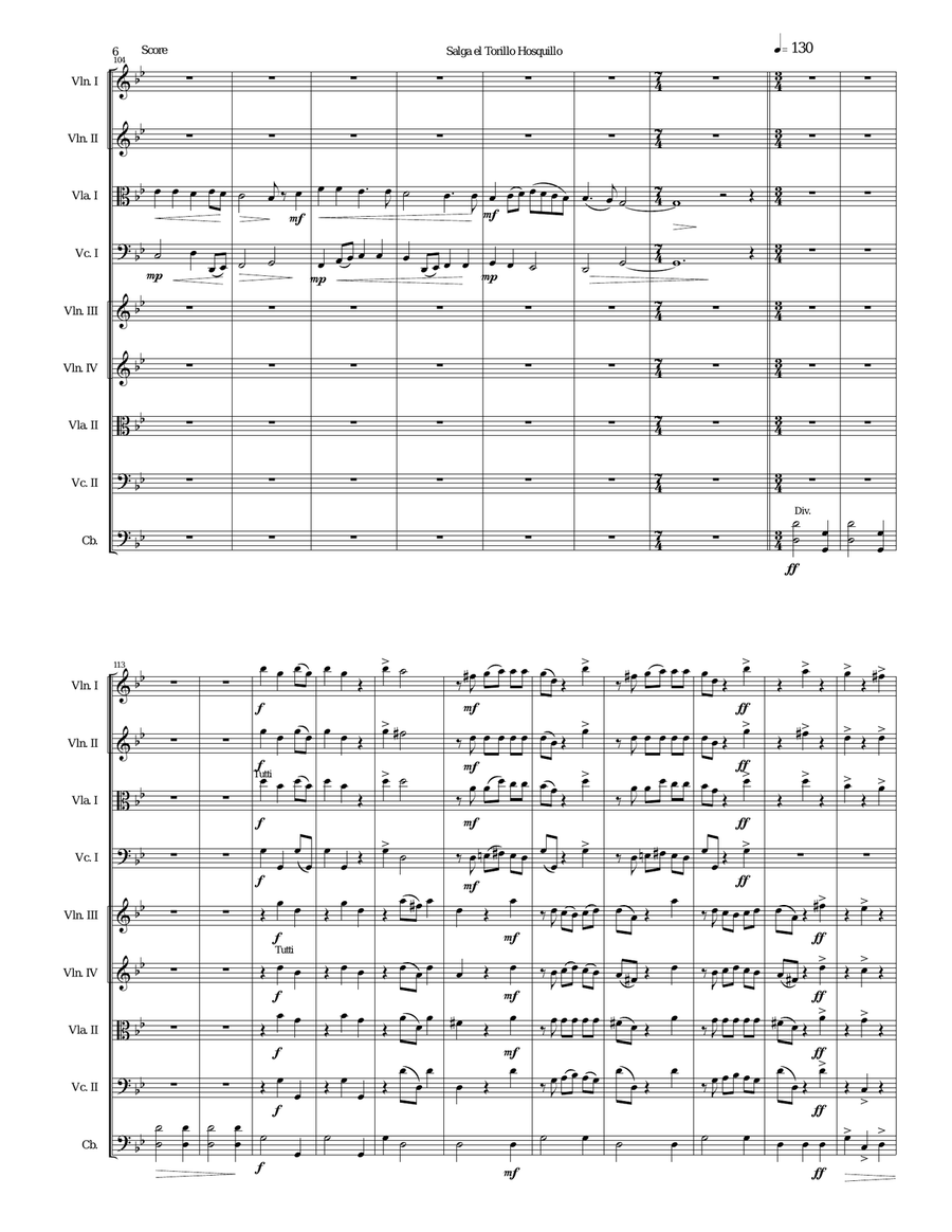 Salga el torillo hosquillo (Let the little wild bull out) arranged for string orchestra String Orchestra scores gallery preview page 6