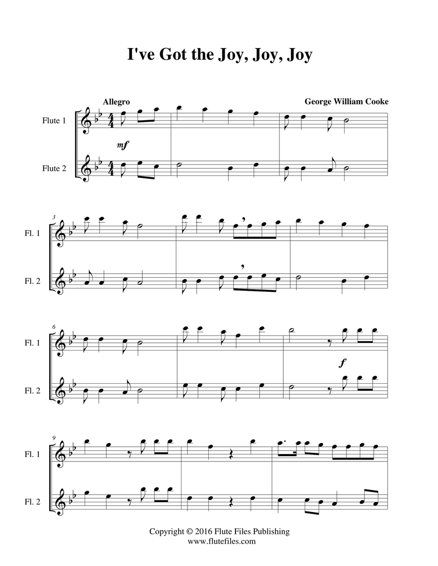 I’ve Got the Joy, Joy, Joy - Flute Duet Flute Duet scores gallery preview page 3