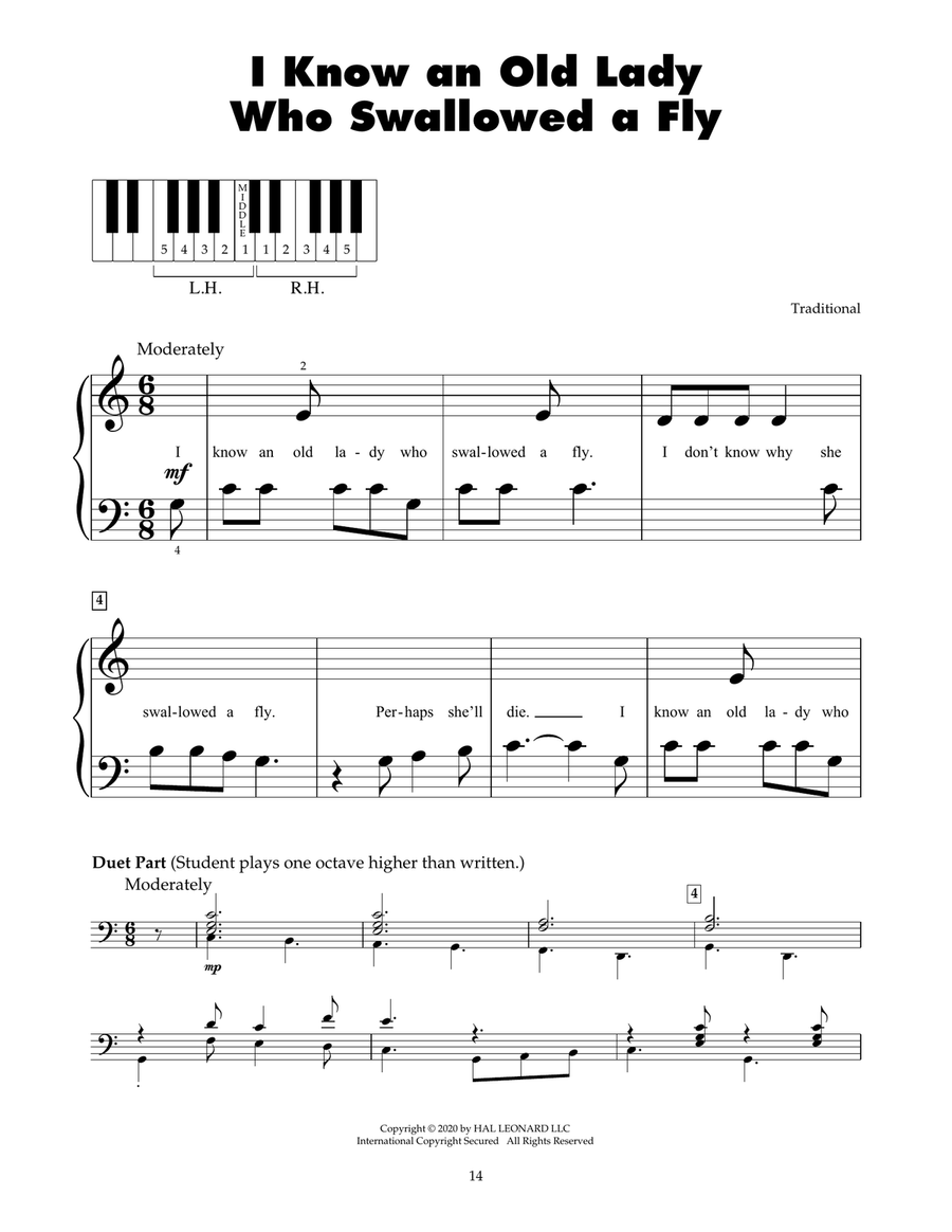 I Know An Old Lady Who Swallowed A Fly Piano scores gallery preview page 1