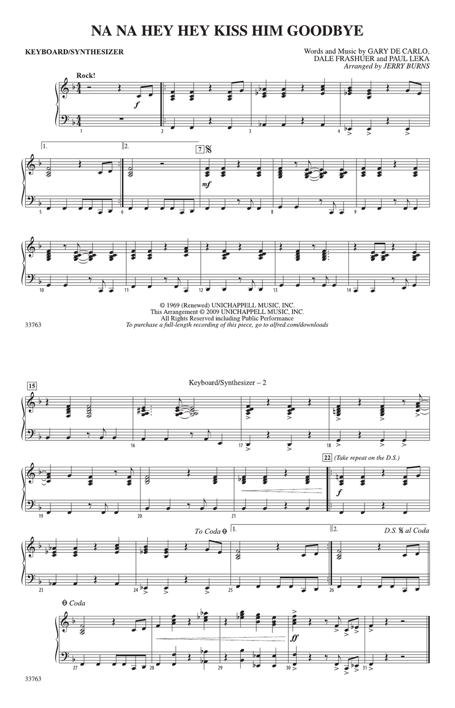 Na Na Hey Hey Kiss Him Goodbye: Keyboard/Synthesizer