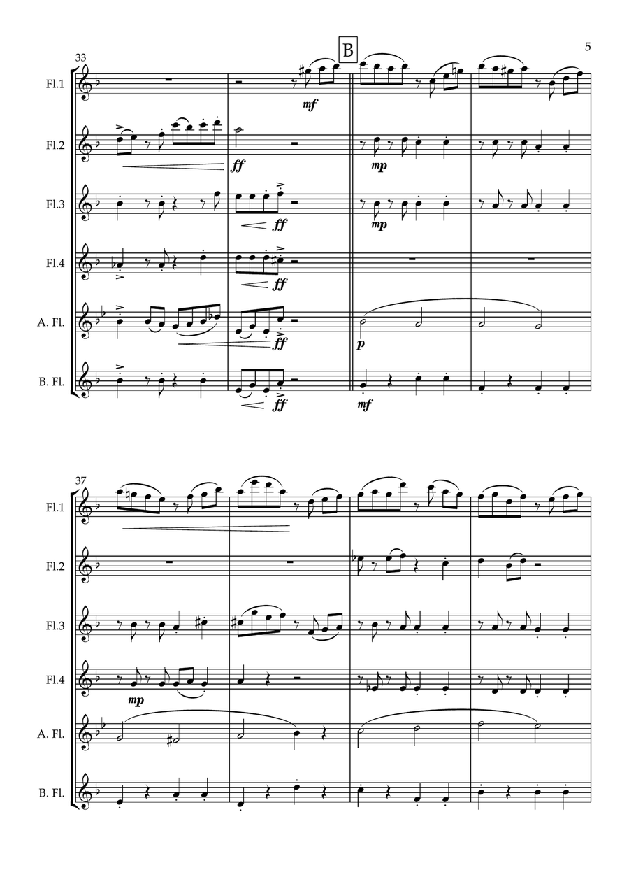 Jacaranda. Original Tango for Flute Choir Flute Choir scores gallery preview page 6