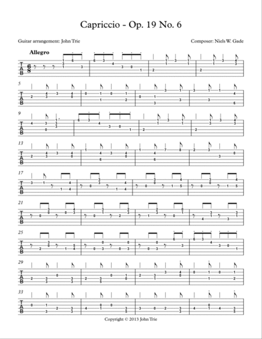 Capriccio - Op. 19 No. 6 - tab Acoustic Guitar scores gallery preview page 2