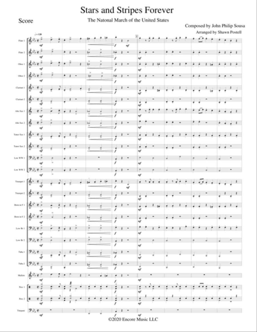 The Stars and Stripes Forever for MS Band by John Philip Sousa Concert Band scores gallery preview page 2