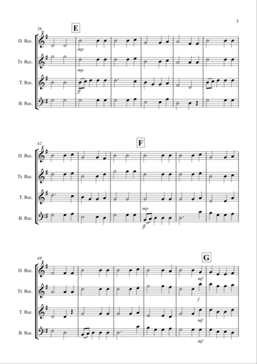 Basse Dance by Susato for Recorder Quartet Recorder scores gallery preview page 3