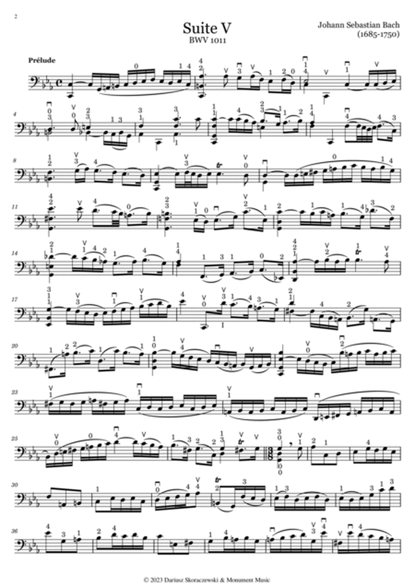 Bach - Suite No. 5 for Cello Solo in C Minor, BWV 1011 image number null