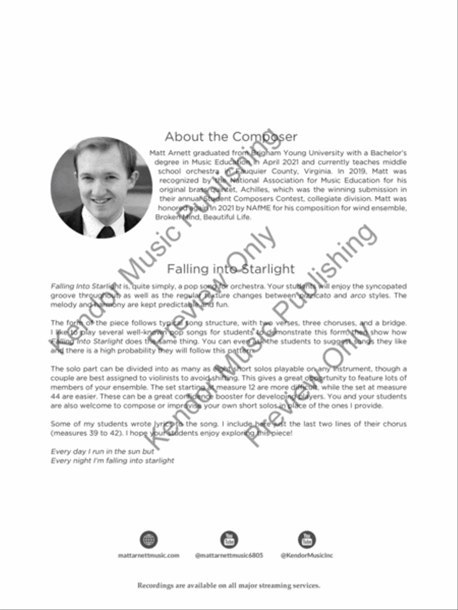 Falling into Starlight (Score) String Orchestra scores gallery preview page 3