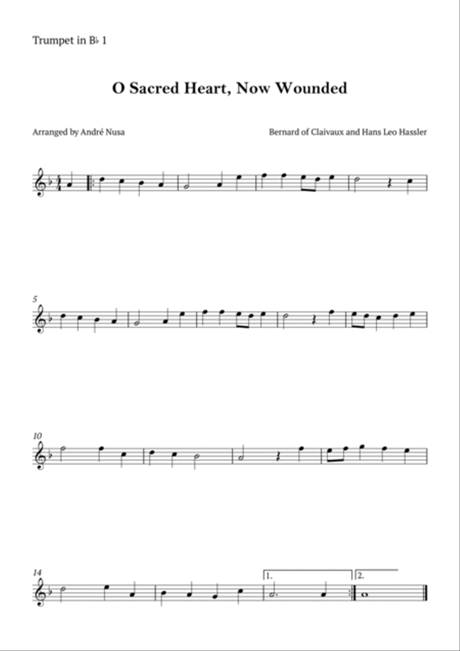 O Sacred Heart, Now Wounded Brass Quartet scores gallery preview page 3