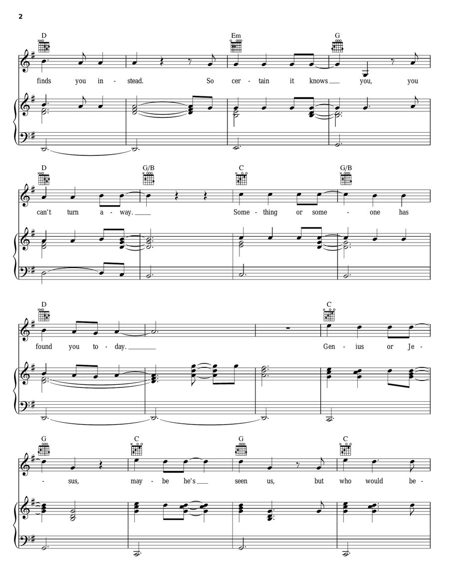 The Calling Piano, Vocal, Guitar scores gallery preview page 2