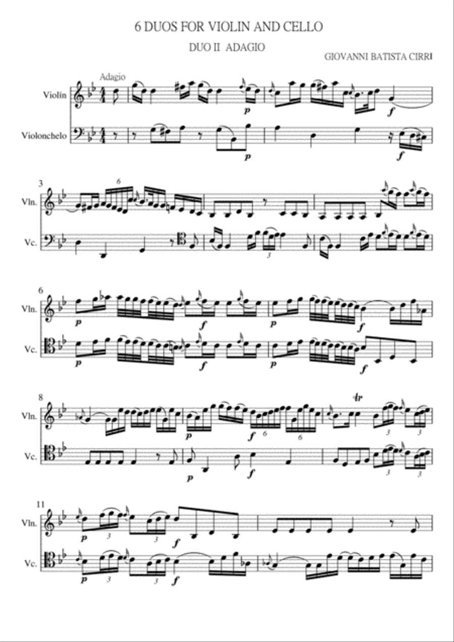 Adagio DUO II for Violin and Cello OPUS XII Chamber Orchestra scores gallery preview page 1