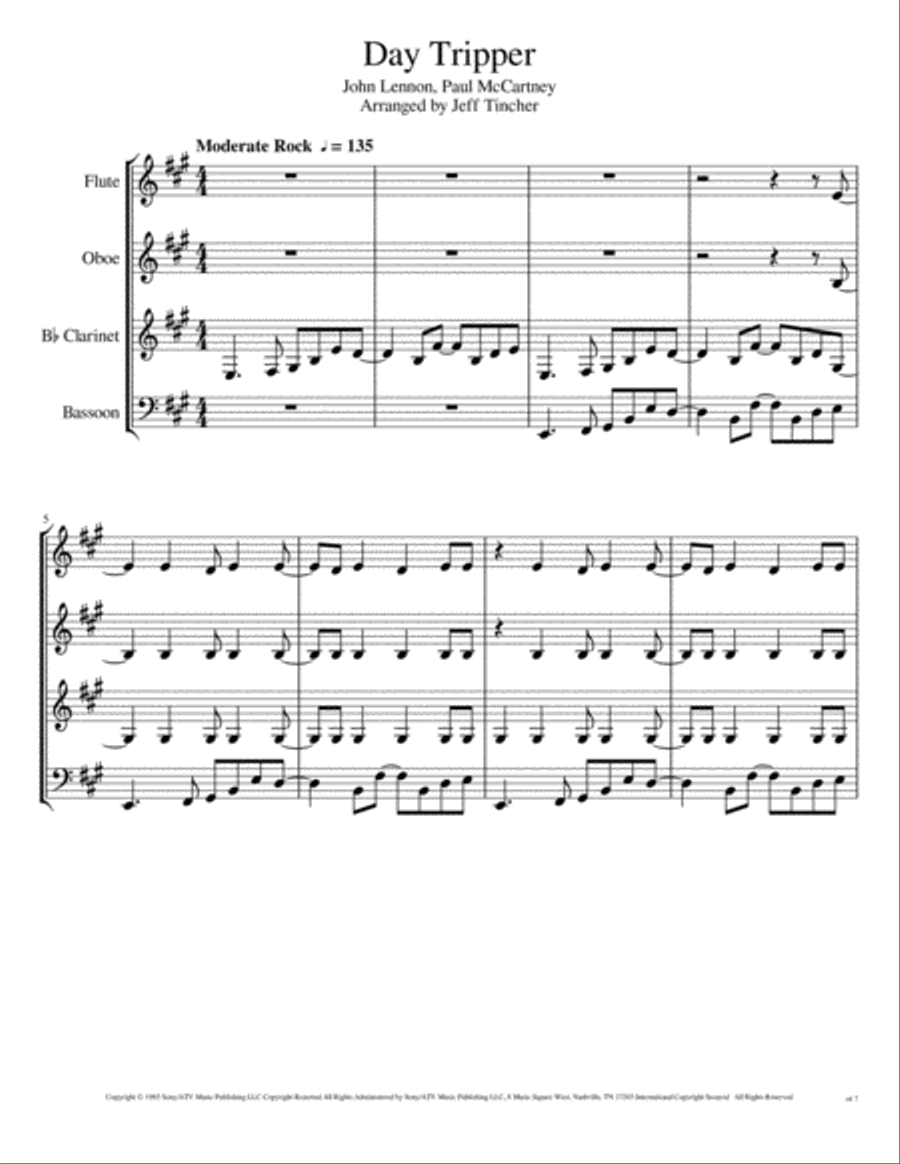 Day Tripper Woodwind Quartet scores gallery preview page 2