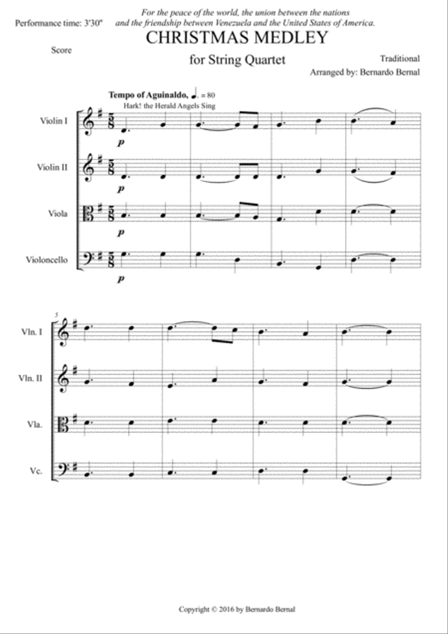 Christmas Medley String Quartet scores gallery preview page 3