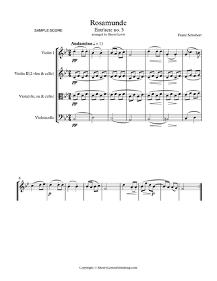 ROSEMUNDE - ENTR'ACTE NO. 3 - ANDANTINO String Trio, Intermediate Level for 2 violins and cello or v