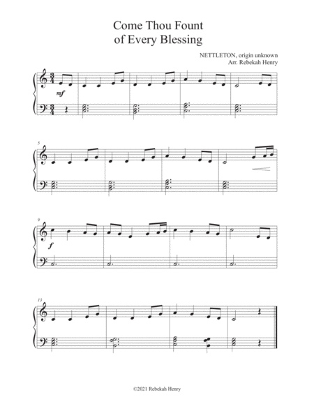 Come Thou Fount of Every Blessing (easy piano) image number null