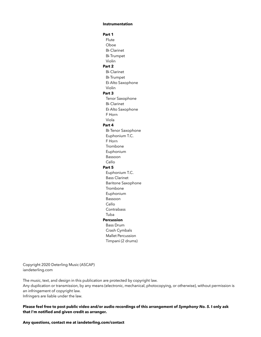 Symphony No. 5 BEETHOVEN (Flexible Instrumentation) Concert Band scores gallery preview page 3