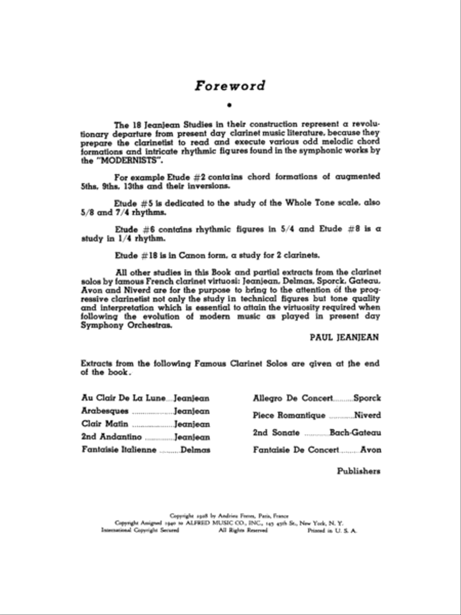 18 Etudes 18 Etudes Clarinet scores gallery preview page 2