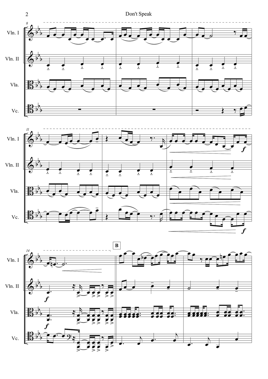 Don't Speak String Quartet scores gallery preview page 2