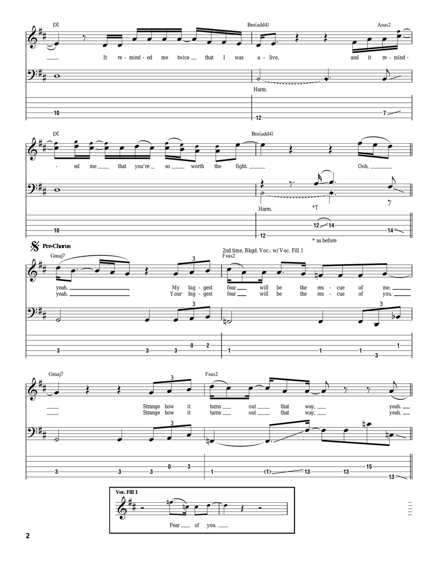 Echo Echo Bass Guitar Tablature scores gallery preview page 2