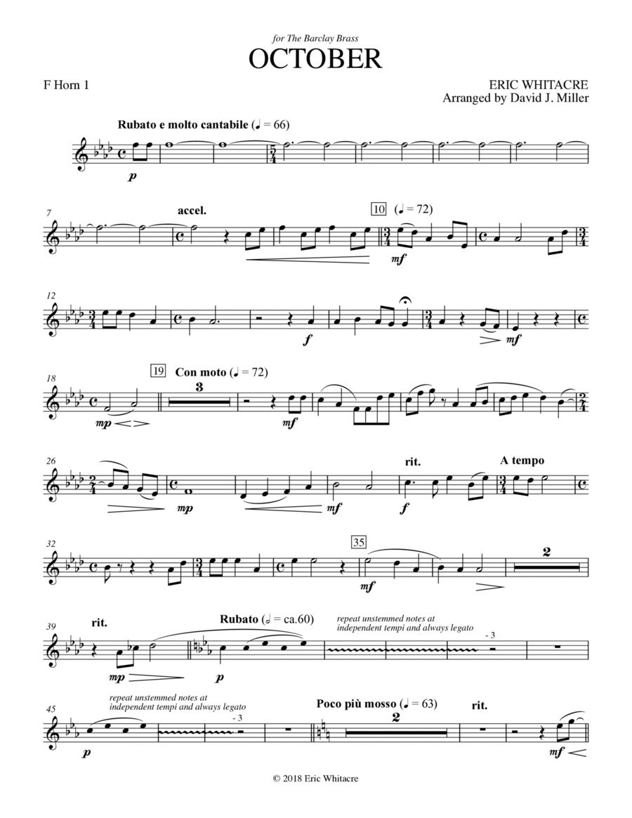 October - F Horn 1 Brass Ensemble scores gallery preview page 1