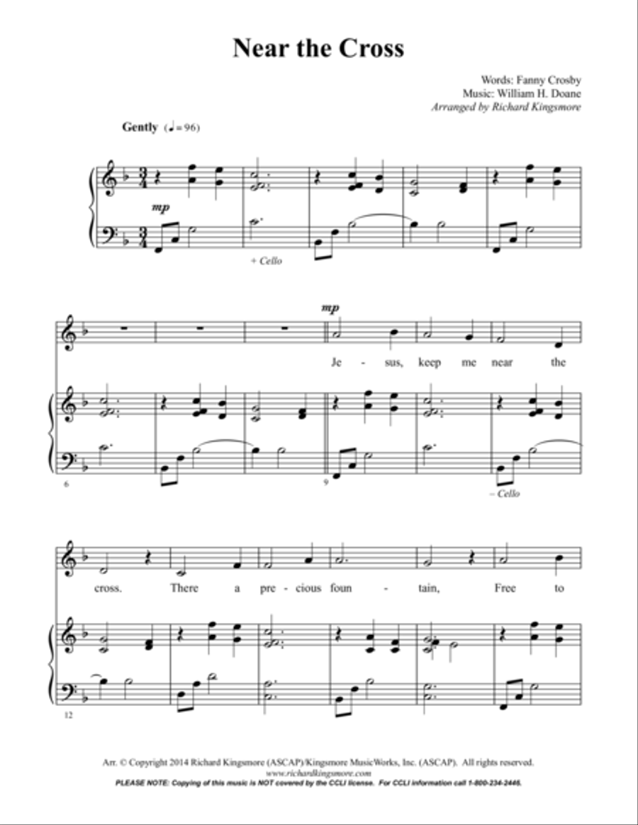 Near the Cross (Vocal/Piano) Small Ensemble scores gallery preview page 1