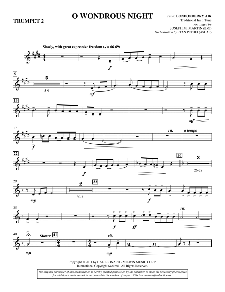 O Wondrous Night - Bb Trumpet 2 Choir scores gallery preview page 1