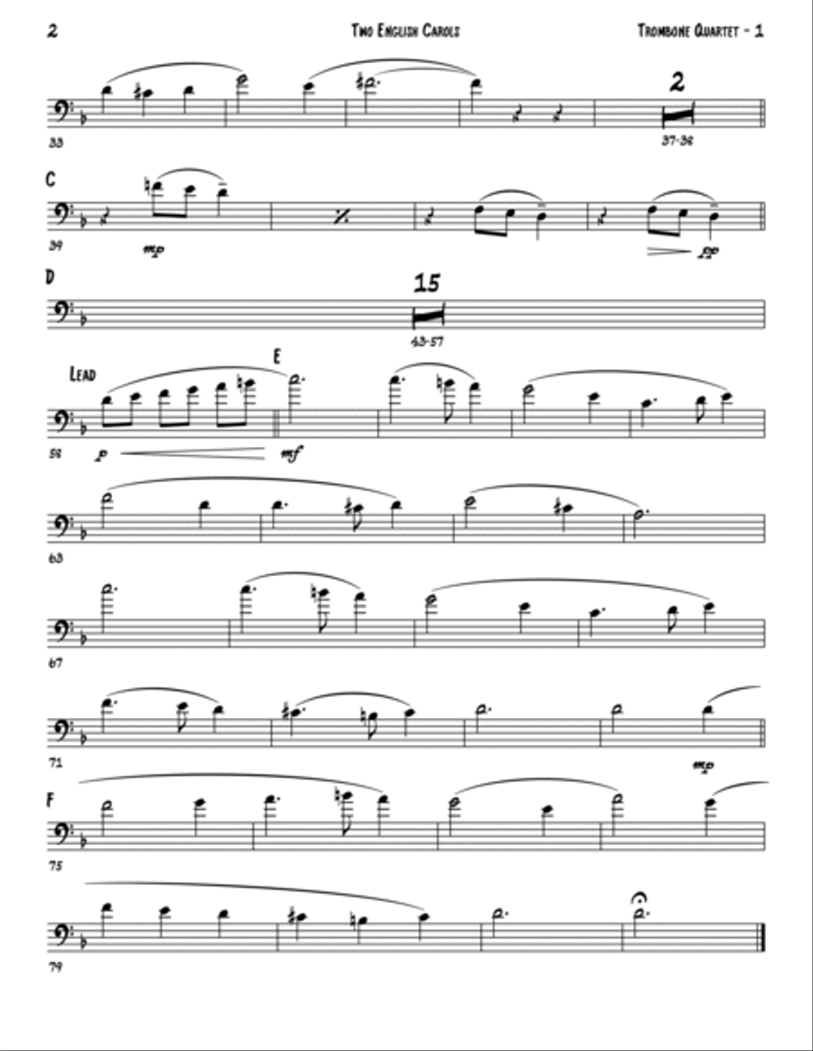 Two English Carols (Coventry Carol; What Child Is This?) - Trombone Quartet Brass Quartet scores gallery preview page 5