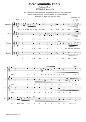 Ecce Annuncio Vobis - Christmas Motet for Choir SATB a cappella