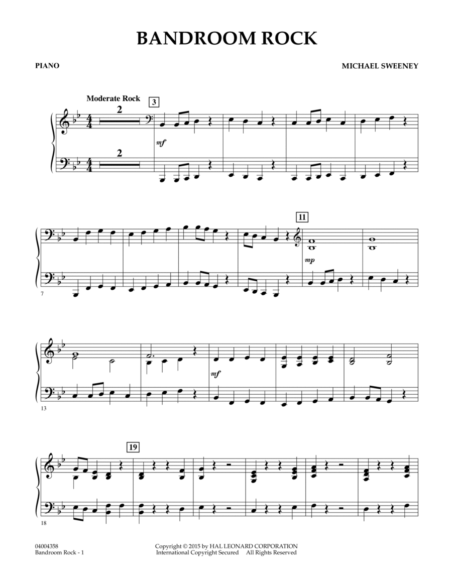 Bandroom Rock - Piano Bandroom Rock - Piano Concert Band scores gallery preview page 1