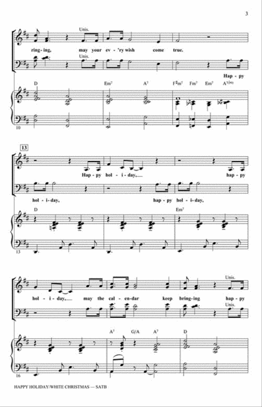 Happy Holiday/White Christmas 4-Part scores gallery preview page 3
