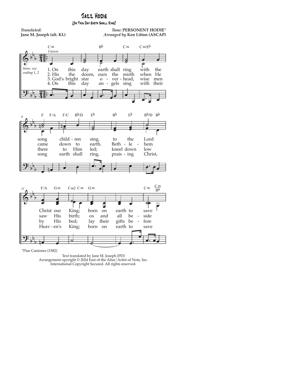 Book cover for Jazz Hodie ( On This Day) UNISON Hymn Page