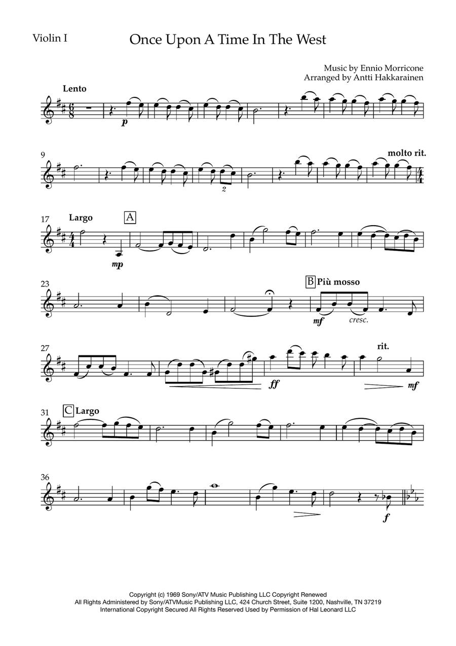 Once Upon A Time In The West from the Paramount Picture ONCE UPON A TIME IN THE WEST String Quartet scores gallery preview page 6