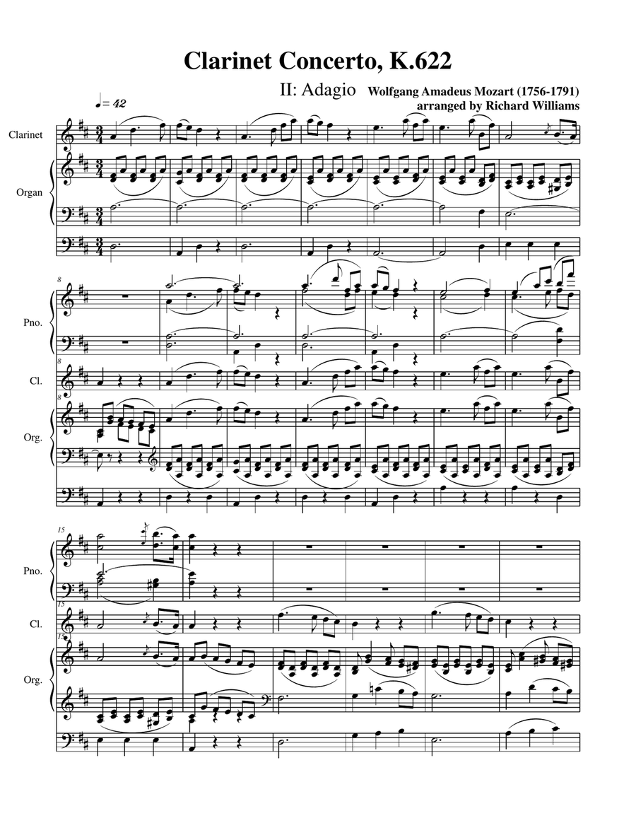 Adagio from Clarinet Concerto Adagio from Clarinet Concerto Small Ensemble scores gallery preview page 1