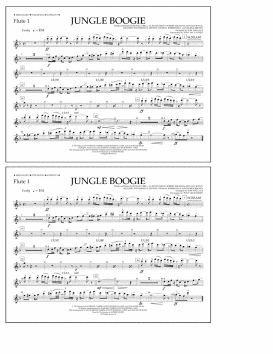 Jungle Boogie - Flute 1 Jungle Boogie - Flute 1 Marching Band scores gallery preview page 1