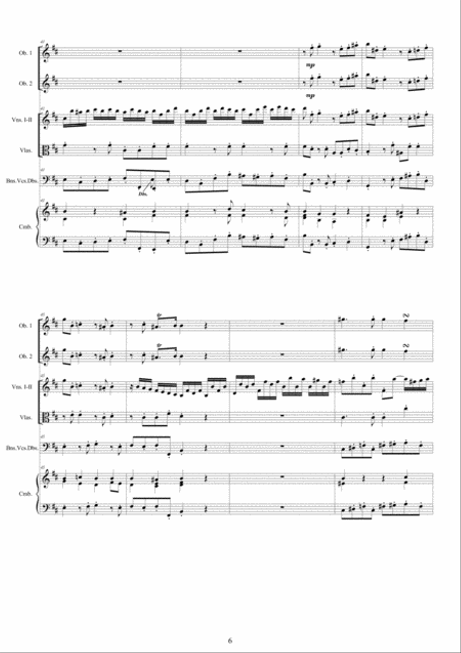 Handel - Concerto Grosso in D major No.6 Op.3 HWV 317 for Winds, Strings and Cembalo - Score and Par Chamber Orchestra scores gallery preview page 6