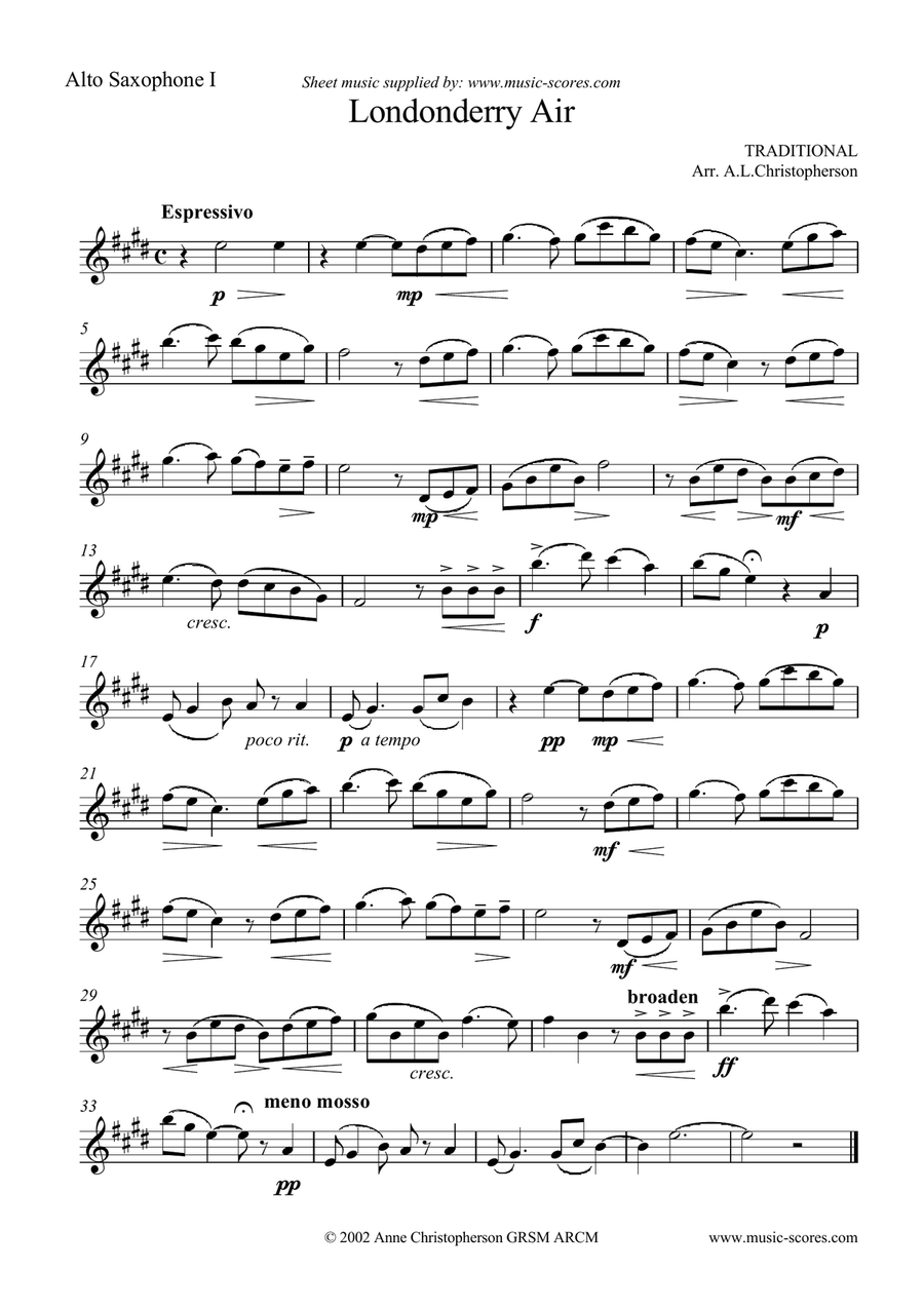 Londonderry Air - Sax Quartet Saxophone Quartet scores gallery preview page 4