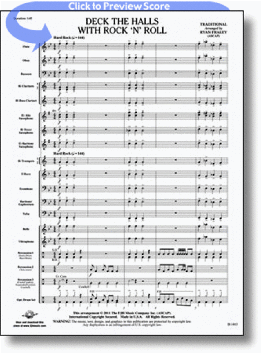 Deck the Halls with Rock 'n' Roll Concert Band scores gallery preview page 1
